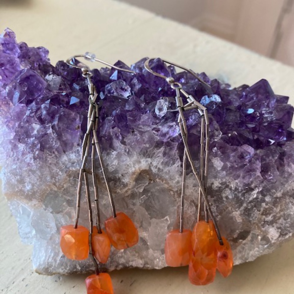 Sterling & Carnelian Drop Earrings